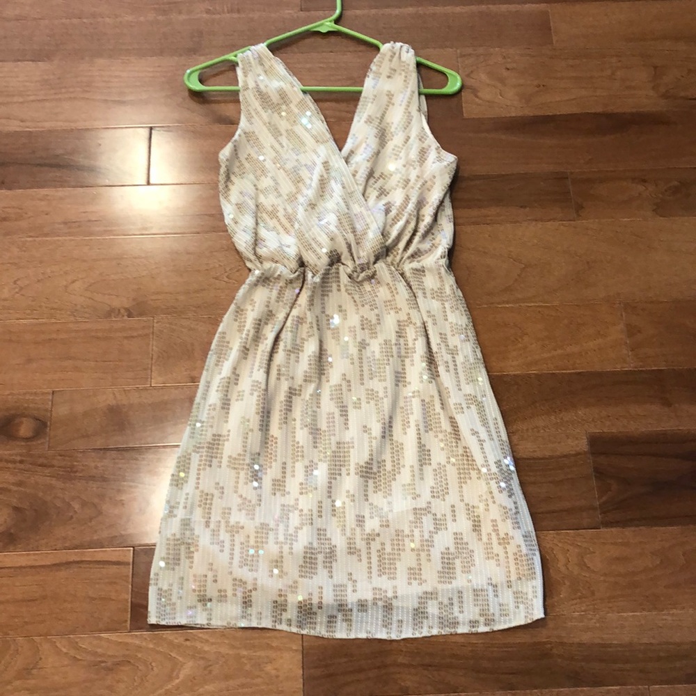 Express - Cream mini sequined dress